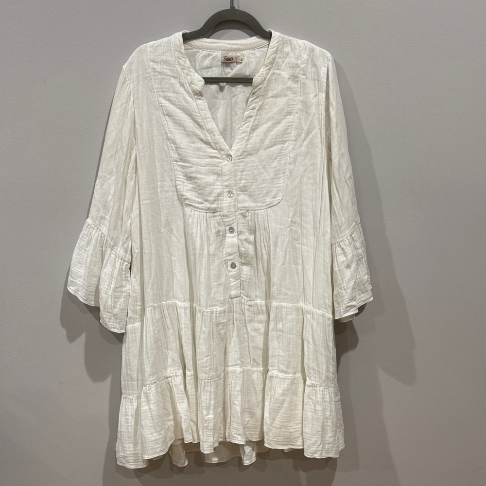 Faherty White Button-Down Dress